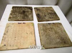 Antique Tile Majolica Art Nouveau Japan Rose & Green Leaf Geometric 4 Pc Set706
