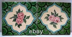 Antique Tile Majolica Vintage Art Nouveau Architecture Collectibles Tiles Green