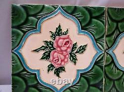 Antique Tile Majolica Vintage Art Nouveau Architecture Collectibles Tiles Green