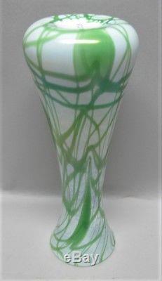 Antique Unique IMPERIAL ART NOUVEAU Glass Vase Green Hearts & Vine c. 1920
