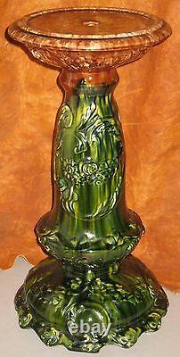 Antique Unmarked Roseville Blended Line Majolica Pedestal Scallop Base Tier Top