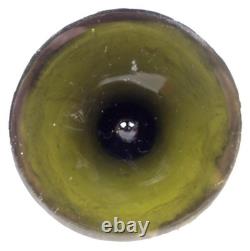 Antique Vase Art Nouveau American Olive Green Glass Silver Overlay