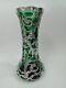 Antique Vase Art Nouveau Large American Green Glass Silver Overlay