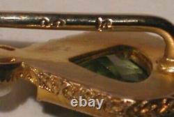 Antique Victorian Art Nouveau 14K Gold Stick Pin Blue Green Topaz Gem & Pearl