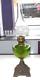 Antique Victorian Art Nouveau Falk Stadelmann Oil Lamp Cast Iron Green Glass