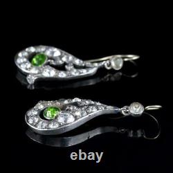 Antique Victorian Art Nouveau Paste Drop Earrings Silver