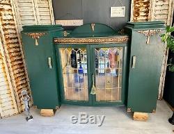 Antique Vintage Art Deco Drinks Cabinet Cocktail bar in Green Gatsby Party