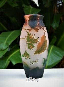 Antique Vintage Authentic Signed Art Nouveau Arsall Cameo Carved Art Glass Vase