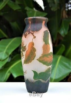 Antique Vintage Authentic Signed Art Nouveau Arsall Cameo Carved Art Glass Vase