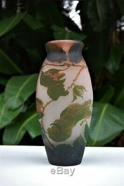 Antique Vintage Authentic Signed Art Nouveau Arsall Cameo Carved Art Glass Vase