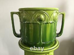 Antique Vintage Bretby Art Nouveau Deco Green Pottery Jardiniere & stand Reg1908