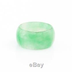Antique Vintage Deco Chinese Carved Apple Green Jade Jadeite Band Ring Size 8.5