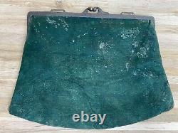 Antique Vintage Purse Butterfly Bee Art Deco Nouveau 20s 30s suede green silk