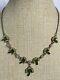 Antique Vintage Venetian Glass Micro Mosaic Shamrock Clover Gilt Necklace 859