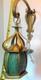 Antique Vtg Art Nouveau Wall Sconce Fixture Green Slag Glass & Brass