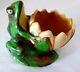 Antique Weller Coppertone Frog With Lotus By Rudolph Lorber. Hallmarked/12. 1930