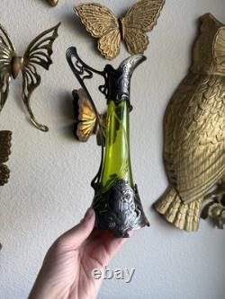Antique WMF Art Nouveau Silver Plated & Green Glass Maiden Cordial Decanter Set