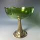 Antique Wmf Art Nouveau Silver Plated & Green Glass Tazza Pedestal Bowl Comport