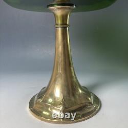 Antique WMF Art Nouveau silver plated & green glass tazza pedestal bowl comport