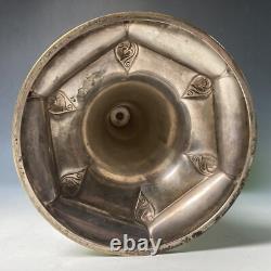 Antique WMF Art Nouveau silver plated & green glass tazza pedestal bowl comport