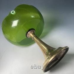 Antique WMF Art Nouveau silver plated & green glass tazza pedestal bowl comport