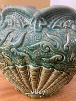 Antique Watcombe Pottery Majolica Art Nouveau Shell Styled Jardiniere