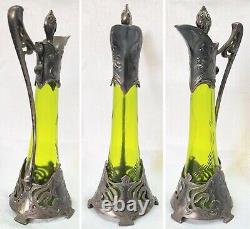 Antique Wonderful WMF Green Crystal Pitcher Jug Art Nouveau