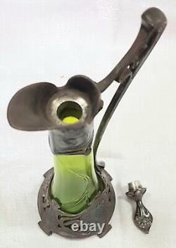 Antique Wonderful WMF Green Crystal Pitcher Jug Art Nouveau