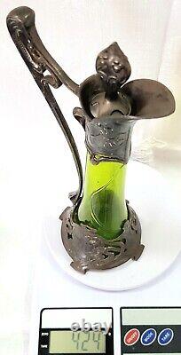 Antique Wonderful WMF Green Crystal Pitcher Jug Art Nouveau