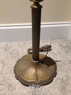 Antique Working 1920's Miller Art Nouveau Green Marble Slag Glass Table Lamp 235