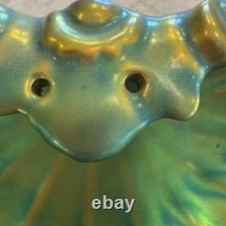 Antique Zsolnay Pecs Art Nouveau Hungary Green Iridescent Venus Eosin Shell Dish