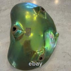Antique Zsolnay Pecs Art Nouveau Hungary Green Iridescent Venus Eosin Shell Dish