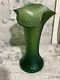 Antique Art Nouveau Loetz Or Kralik Glass Bohemian Green Iridescent Vase 22 Cm
