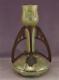 Antique C1900 Loetz Art Nouveau Art Glass Vase & Austrian Bronze Ornament Collar