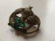 Antique C. 1870s Victorian Clover Or Ivy Art Nouveau Simulation Emerald