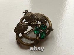 Antique c. 1870s Victorian Clover or Ivy Art Nouveau Simulation Emerald