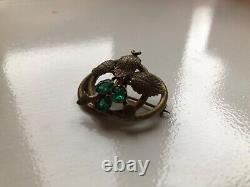 Antique c. 1870s Victorian Clover or Ivy Art Nouveau Simulation Emerald