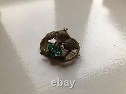 Antique c. 1870s Victorian Clover or Ivy Art Nouveau Simulation Emerald