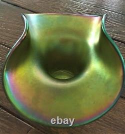 Antique ca. 1898 Art Nouveau Loetz Creta Glatt Bronze Iridescent Art Glass Vase