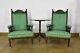 Antique Carved Art Nouveau Pair Of Fireside Armchairs