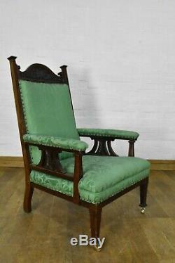 Antique carved ART NOUVEAU Pair of fireside armchairs