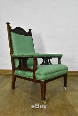 Antique carved ART NOUVEAU Pair of fireside armchairs