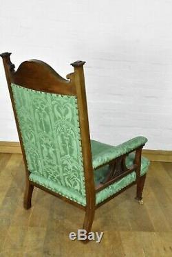 Antique carved ART NOUVEAU Pair of fireside armchairs