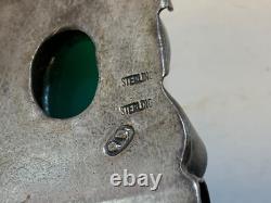 Antique handmade Sterling Silver Art Nouveau Green Agate pendant