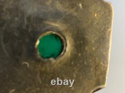 Antique handmade Sterling Silver Art Nouveau Green Agate pendant