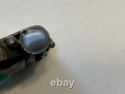 Antique handmade Sterling Silver Art Nouveau Green Agate pendant