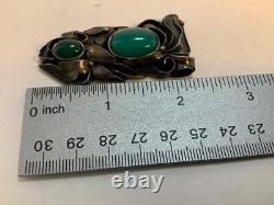 Antique handmade Sterling Silver Art Nouveau Green Agate pendant