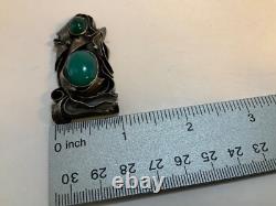 Antique handmade Sterling Silver Art Nouveau Green Agate pendant