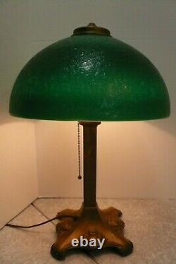 Antq Art Nouveau Pilabrasgo Pittsburgh Student Lamp Green Textured Glass Shade