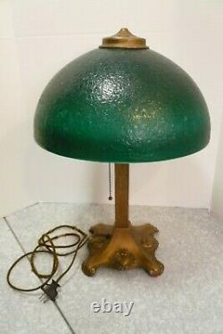 Antq Art Nouveau Pilabrasgo Pittsburgh Student Lamp Green Textured Glass Shade